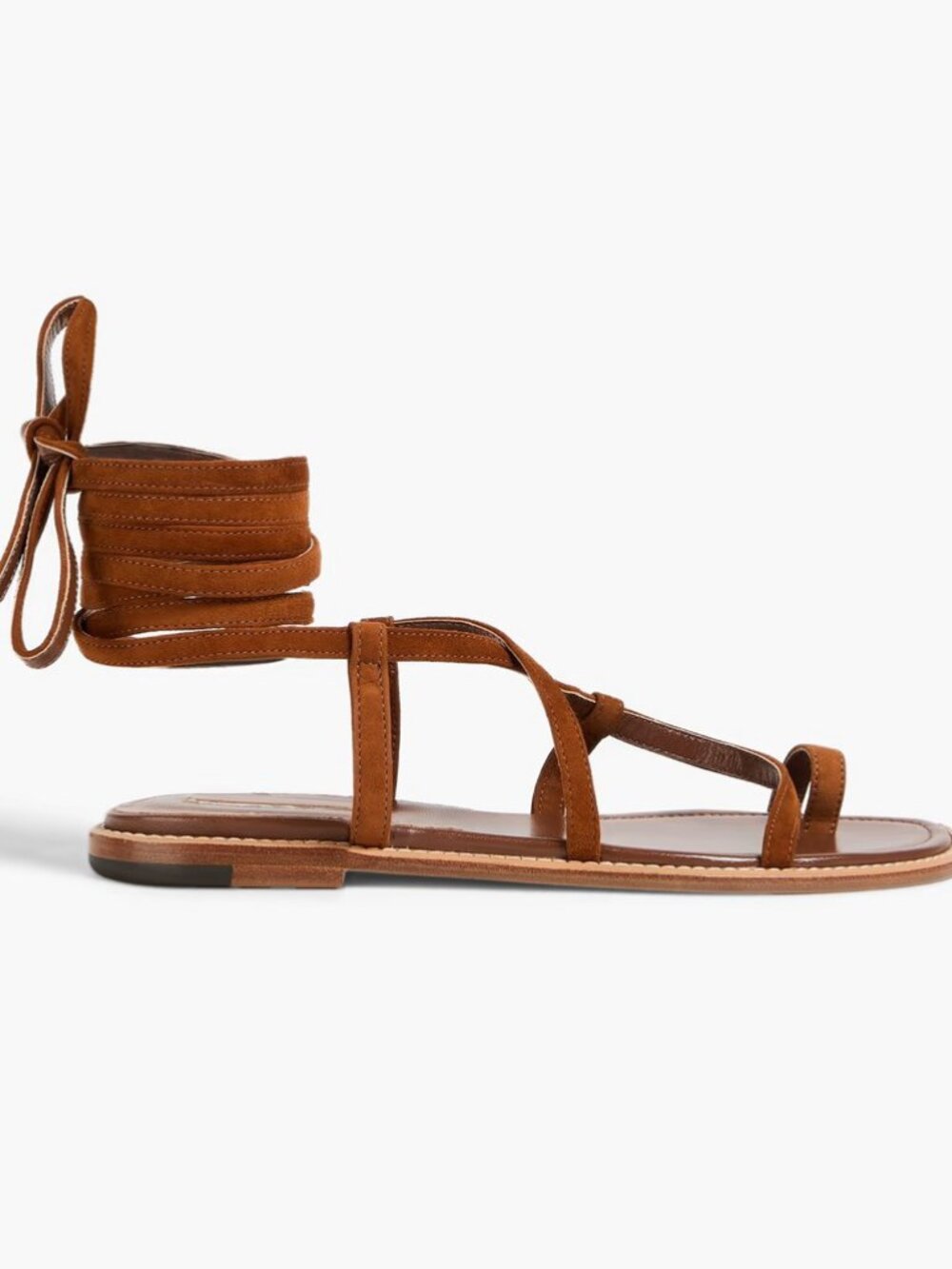 NEW MANOLO BLAHNIK Primathi Gladiator Lace-up Suede Sandals, EUR 36, Brown